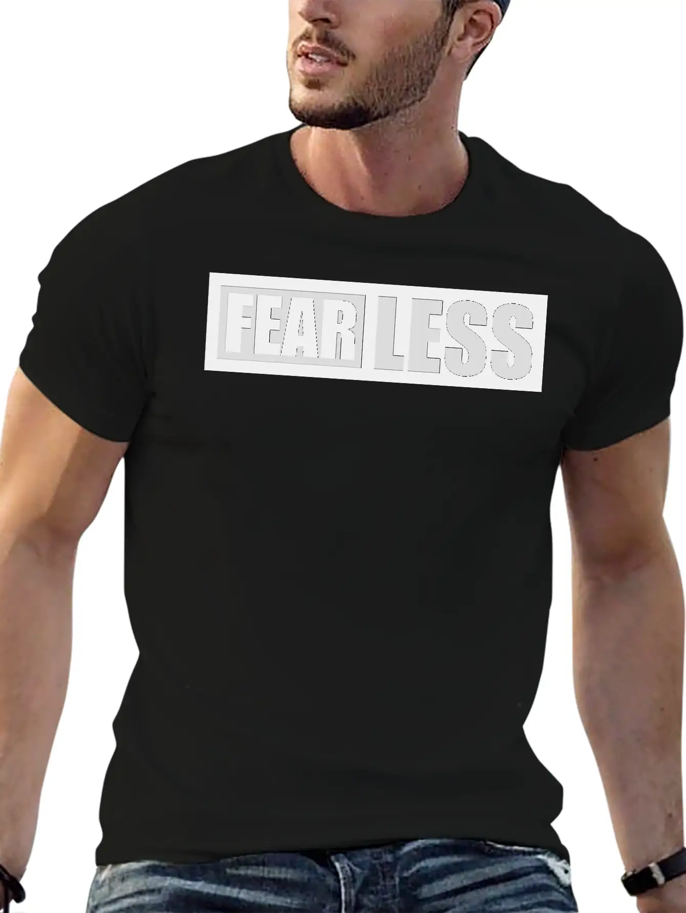 Fearless Text Quote Breathable Graphic T-Shirt – Perfect For Casual Days