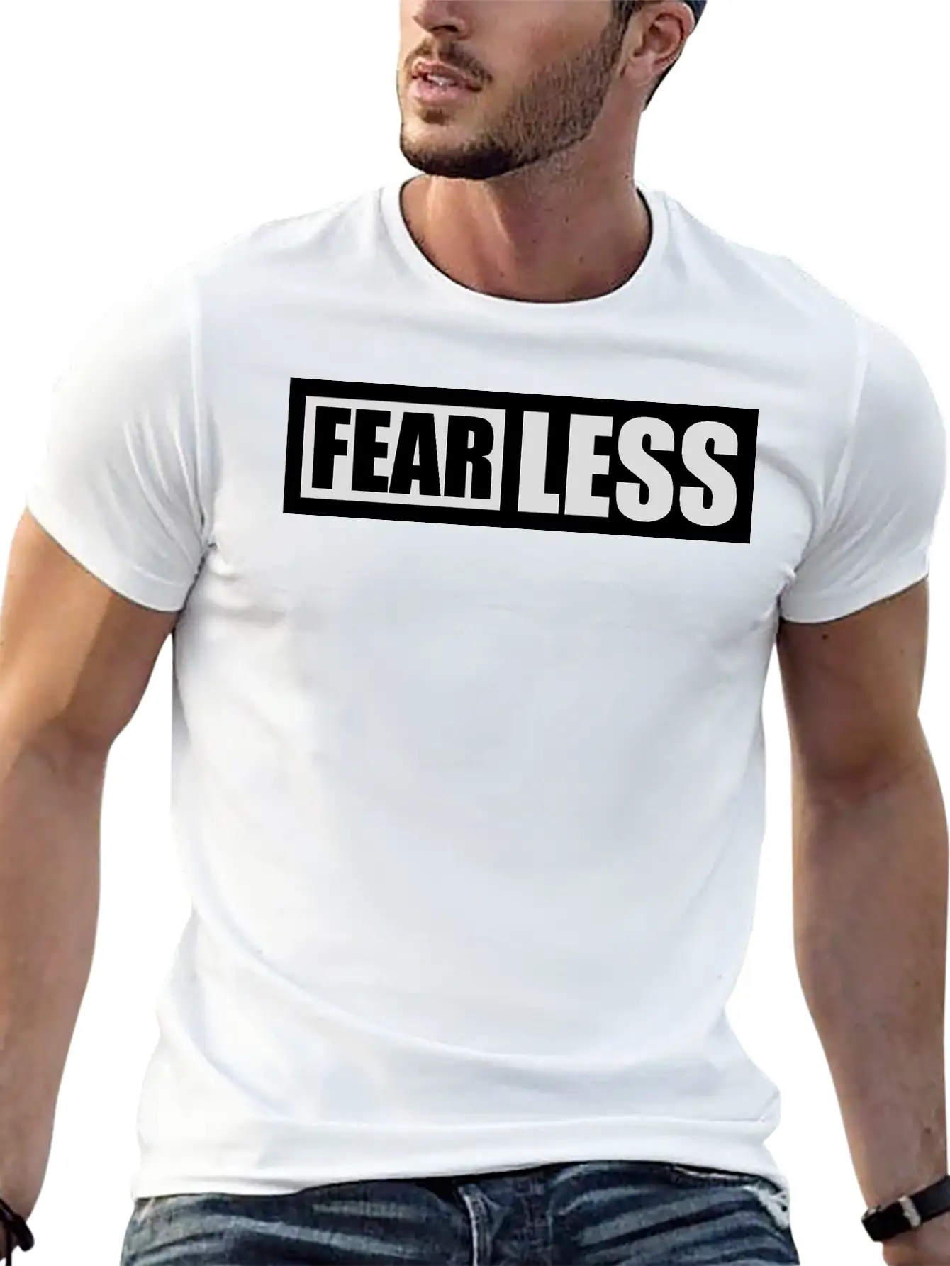 Fearless Text Quote Breathable Graphic T-Shirt – Perfect For Casual Days