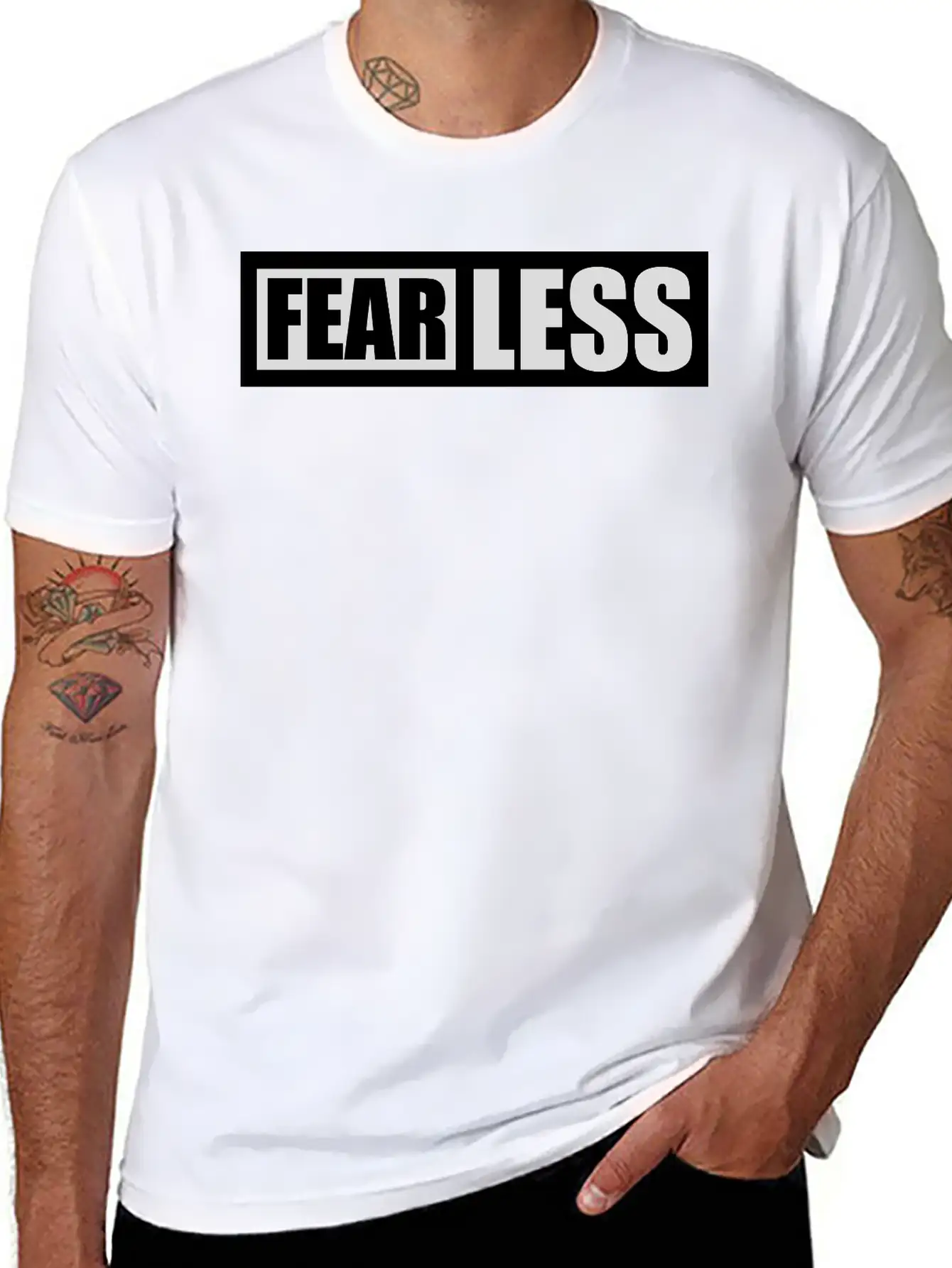 Fearless Text Quote Breathable Graphic T-Shirt – Perfect For Casual Days
