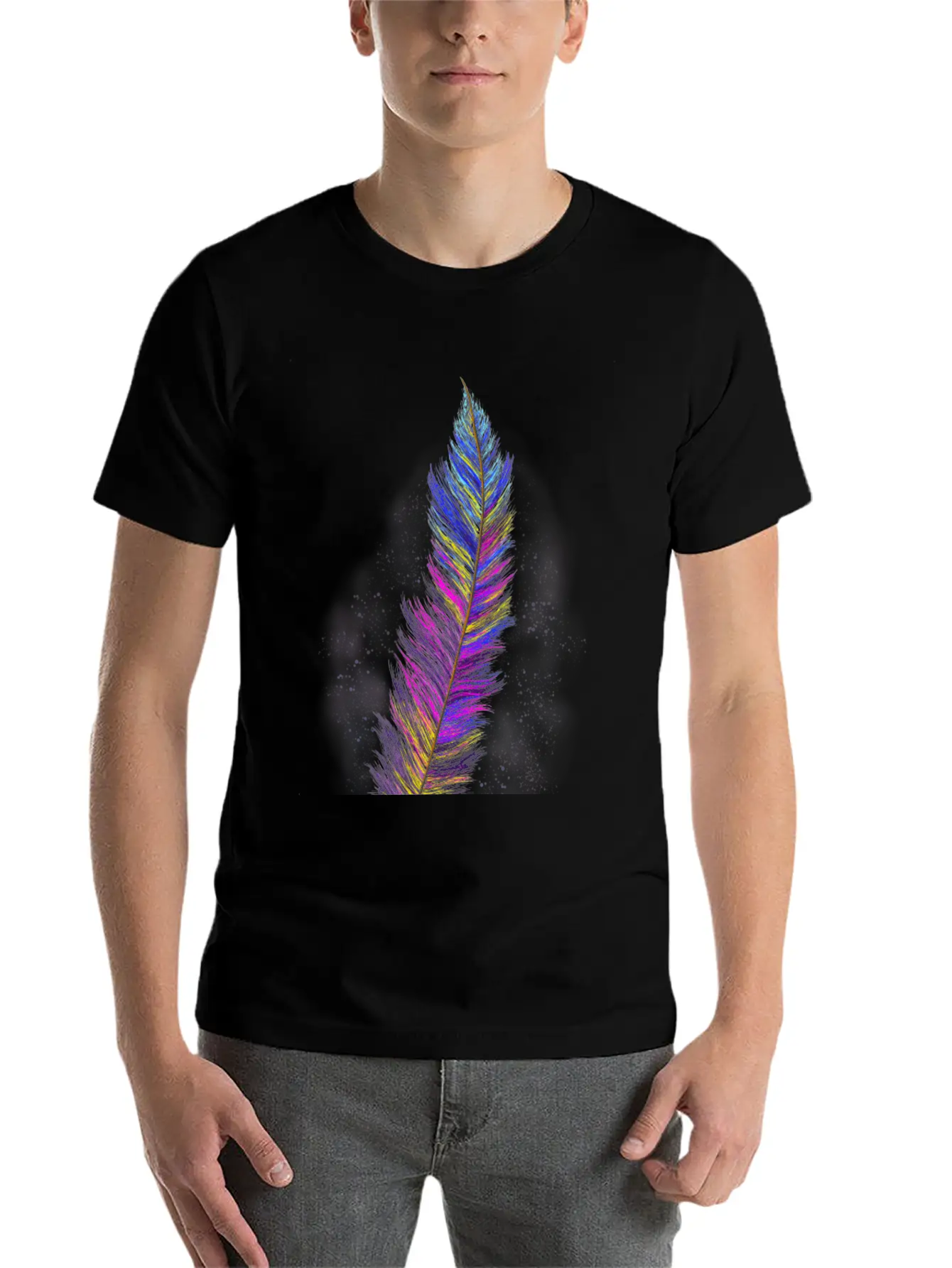 "Feather From Above" - Design Breathable Soft Cotton T-Shirt – Timeless Casual Look