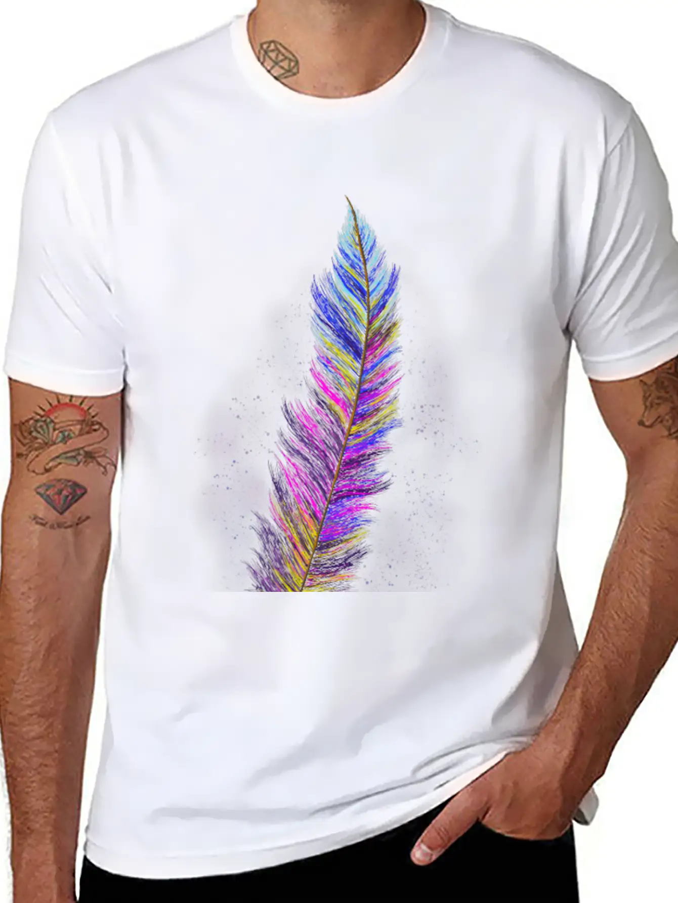 "Feather From Above" - Design Breathable Soft Cotton T-Shirt – Timeless Casual Look