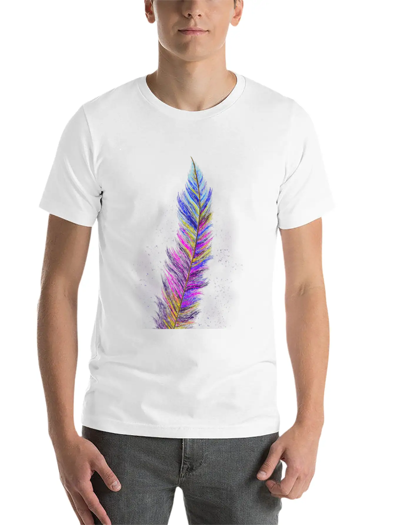 "Feather From Above" - Design Breathable Soft Cotton T-Shirt – Timeless Casual Look