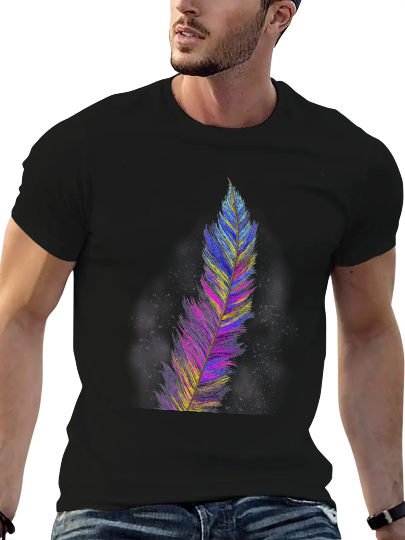 "Feather From Above" - Design Breathable Soft Cotton T-Shirt – Timeless Casual Look