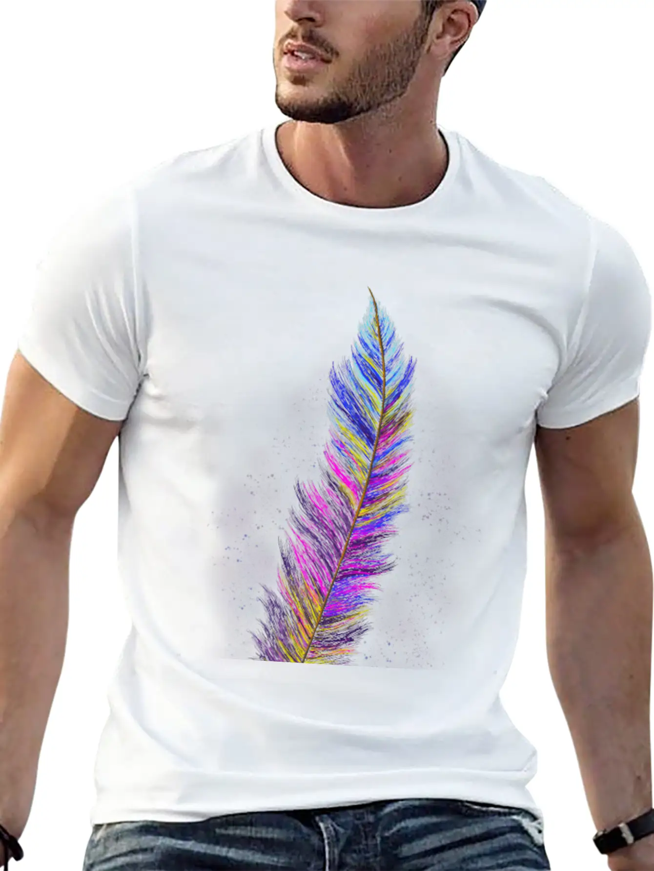 "Feather From Above" - Design Breathable Soft Cotton T-Shirt – Timeless Casual Look
