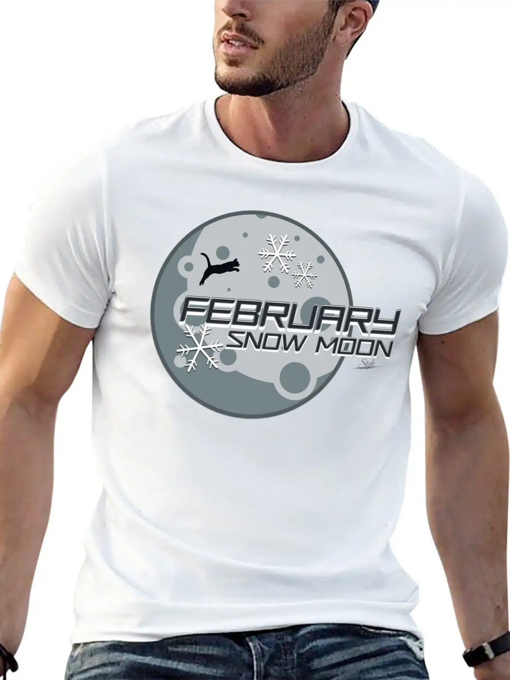 February Snow Moon Minimalist Graphic Design Relaxed Everyday Tee – Lightweight And Durable Cotton