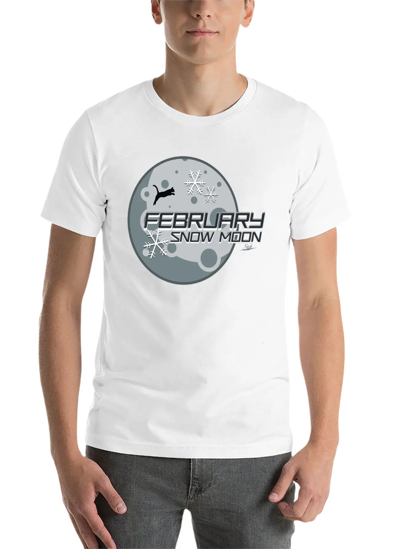 February Snow Moon Minimalist Graphic Design Relaxed Everyday Tee – Lightweight And Durable Cotton