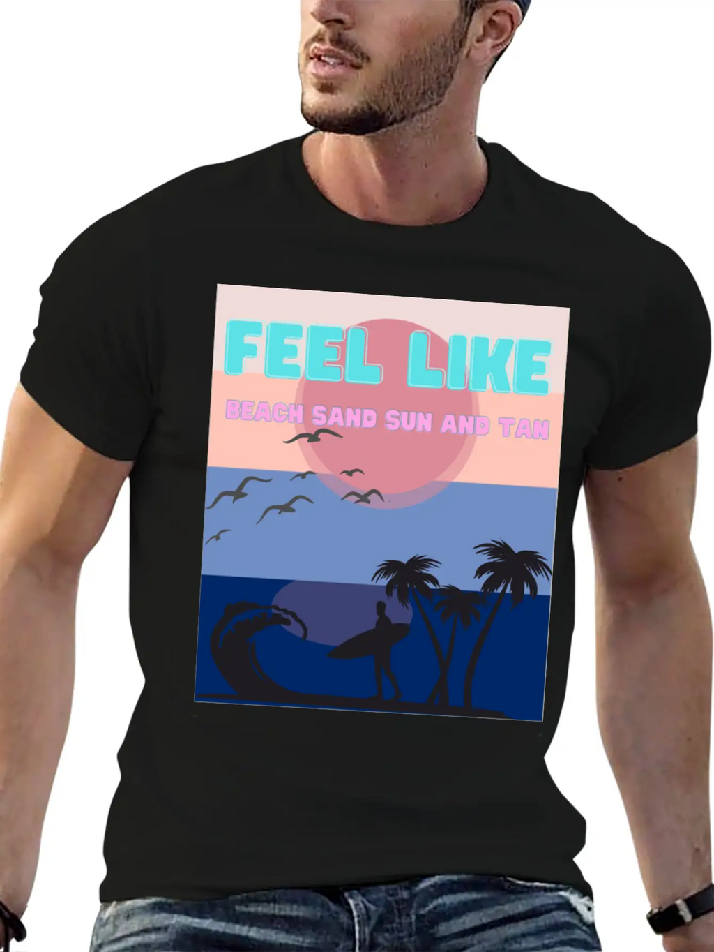 Feel Like Beach Sand Sun And Tan Basic Graphic T-Shirt – Daily Comfort In Soft Cotton