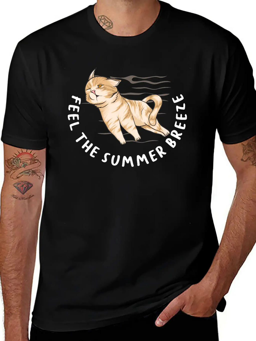 Feel The Summer Breeze. Cute Cat Timeless Short Sleeve Tee – Comfy And Minimalist Design