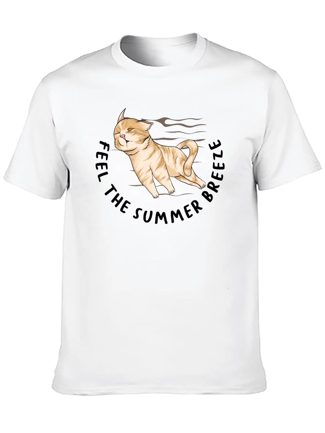 Feel The Summer Breeze. Cute Cat Timeless Short Sleeve Tee – Comfy And Minimalist Design
