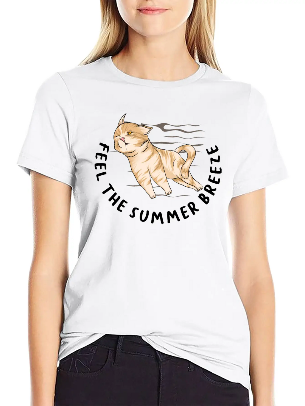 Feel The Summer Breeze. Cute Cat Timeless Short Sleeve Tee – Comfy And Minimalist Design