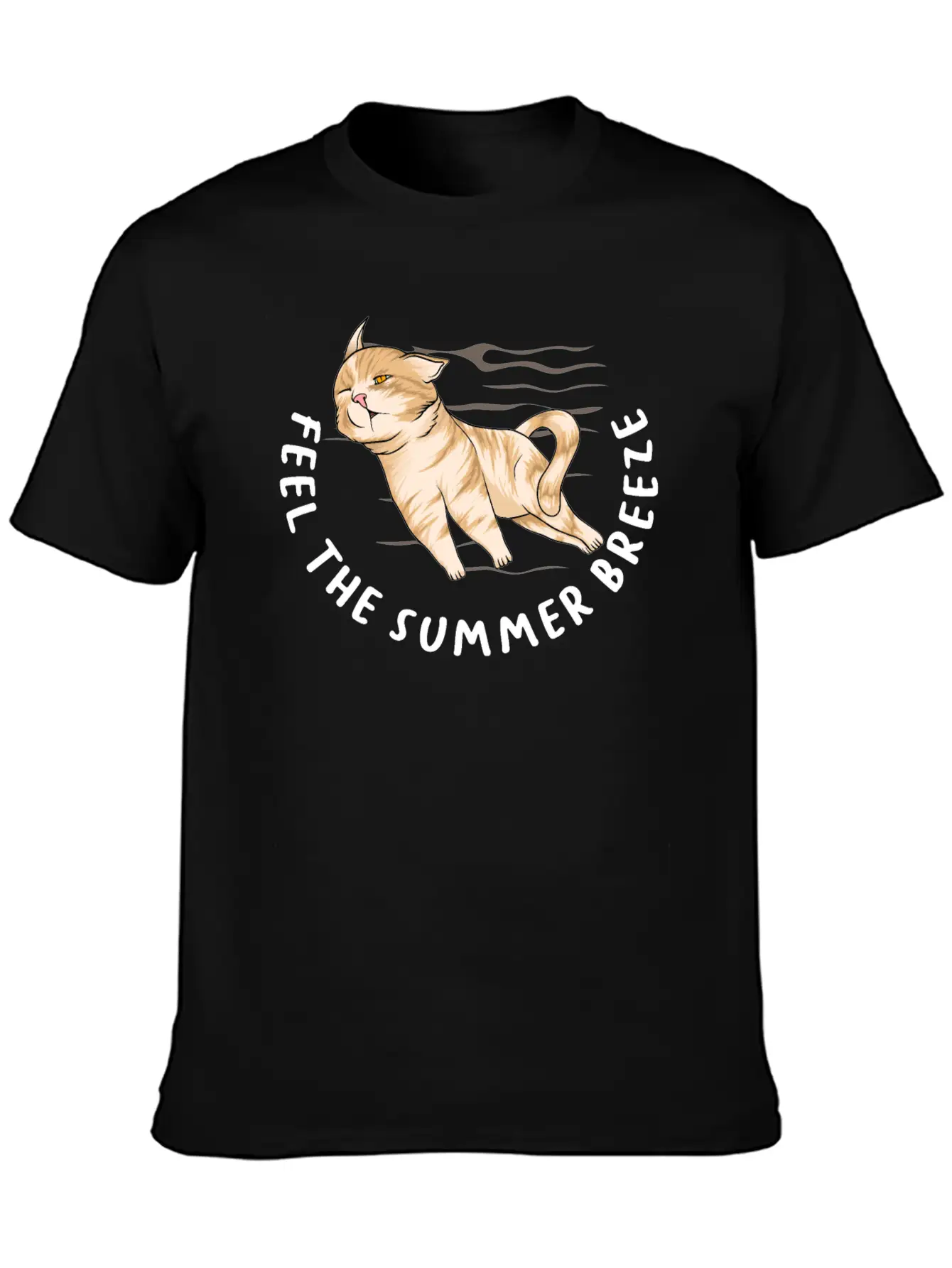 Feel The Summer Breeze. Cute Cat Timeless Short Sleeve Tee – Comfy And Minimalist Design