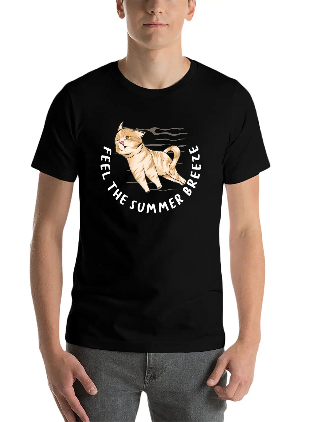 Feel The Summer Breeze. Cute Cat Timeless Short Sleeve Tee – Comfy And Minimalist Design