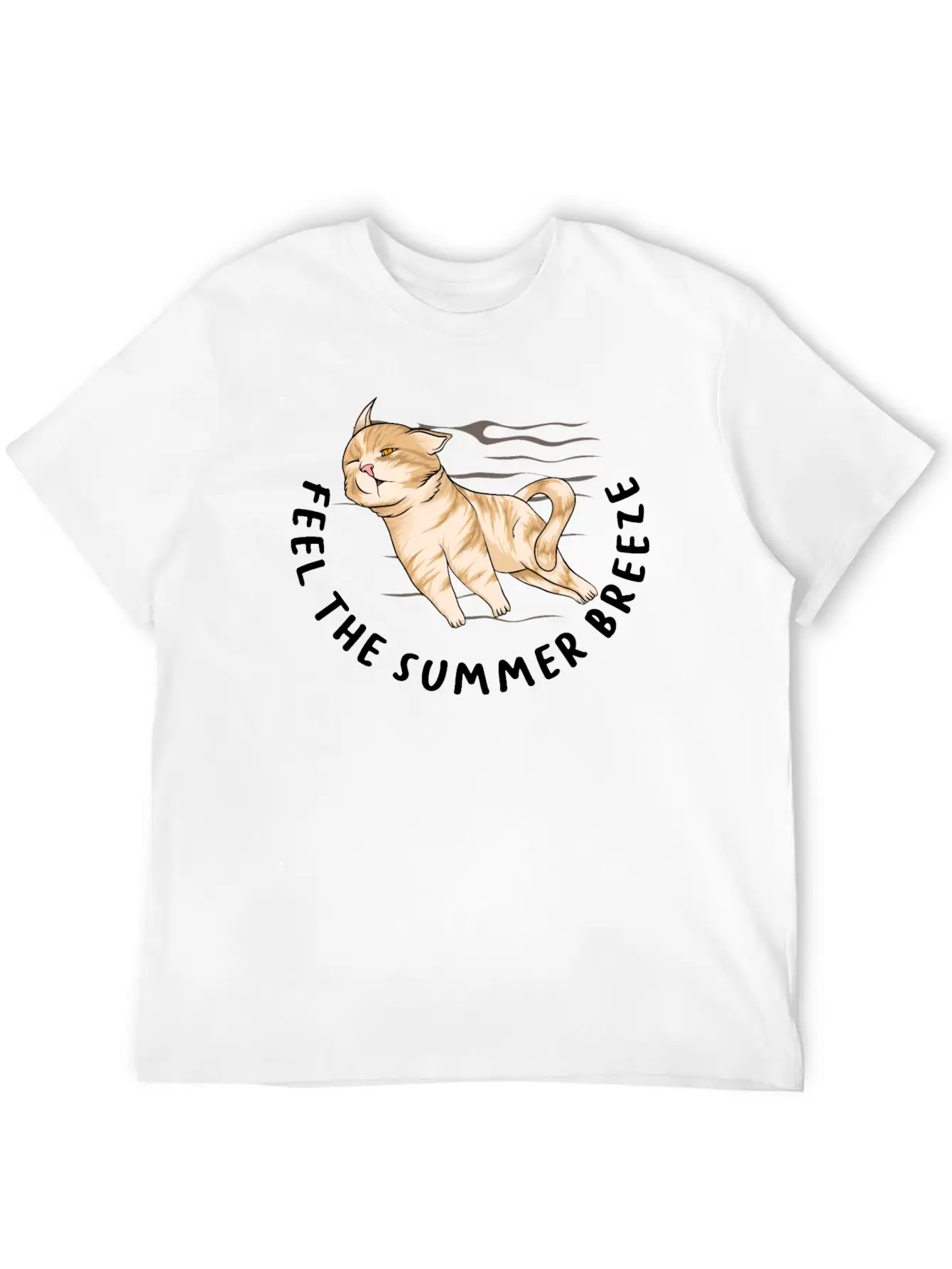 Feel The Summer Breeze. Cute Cat Timeless Short Sleeve Tee – Comfy And Minimalist Design