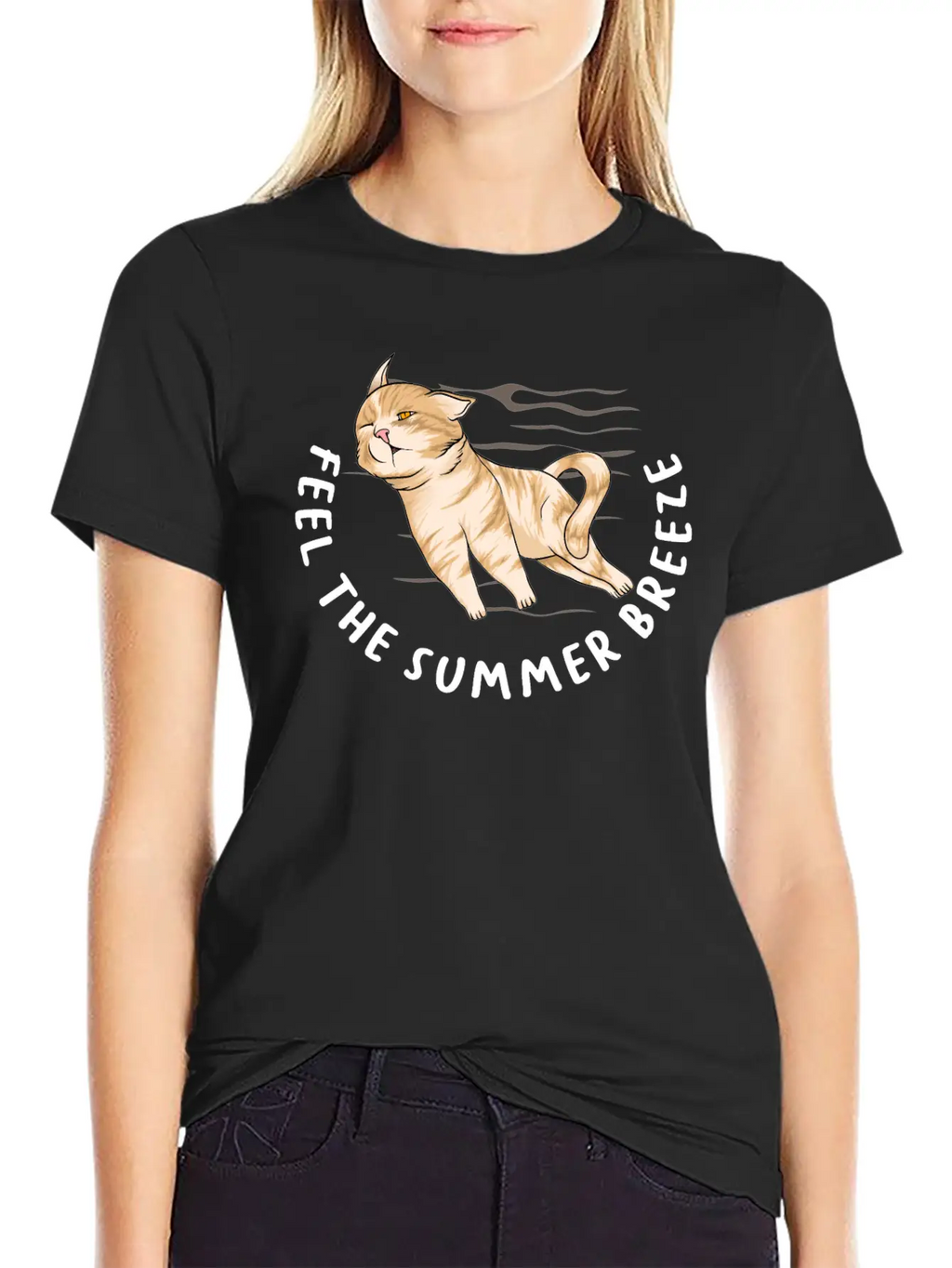 Feel The Summer Breeze. Cute Cat Timeless Short Sleeve Tee – Comfy And Minimalist Design