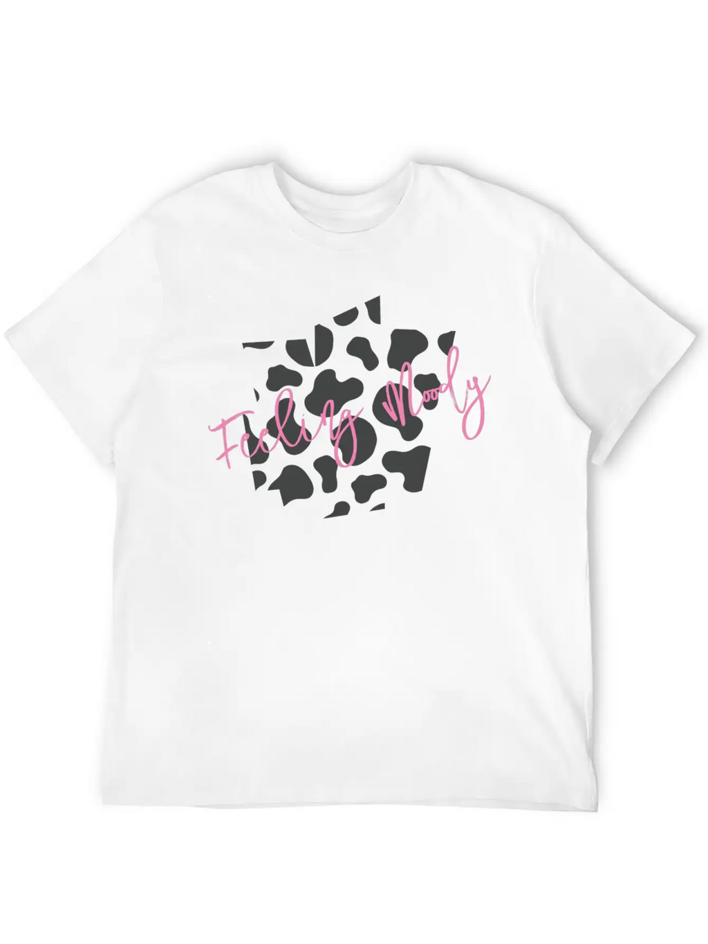 Feeling Moody - Cow Print Timeless Short Sleeve Tee – Comfy And Minimalist Design