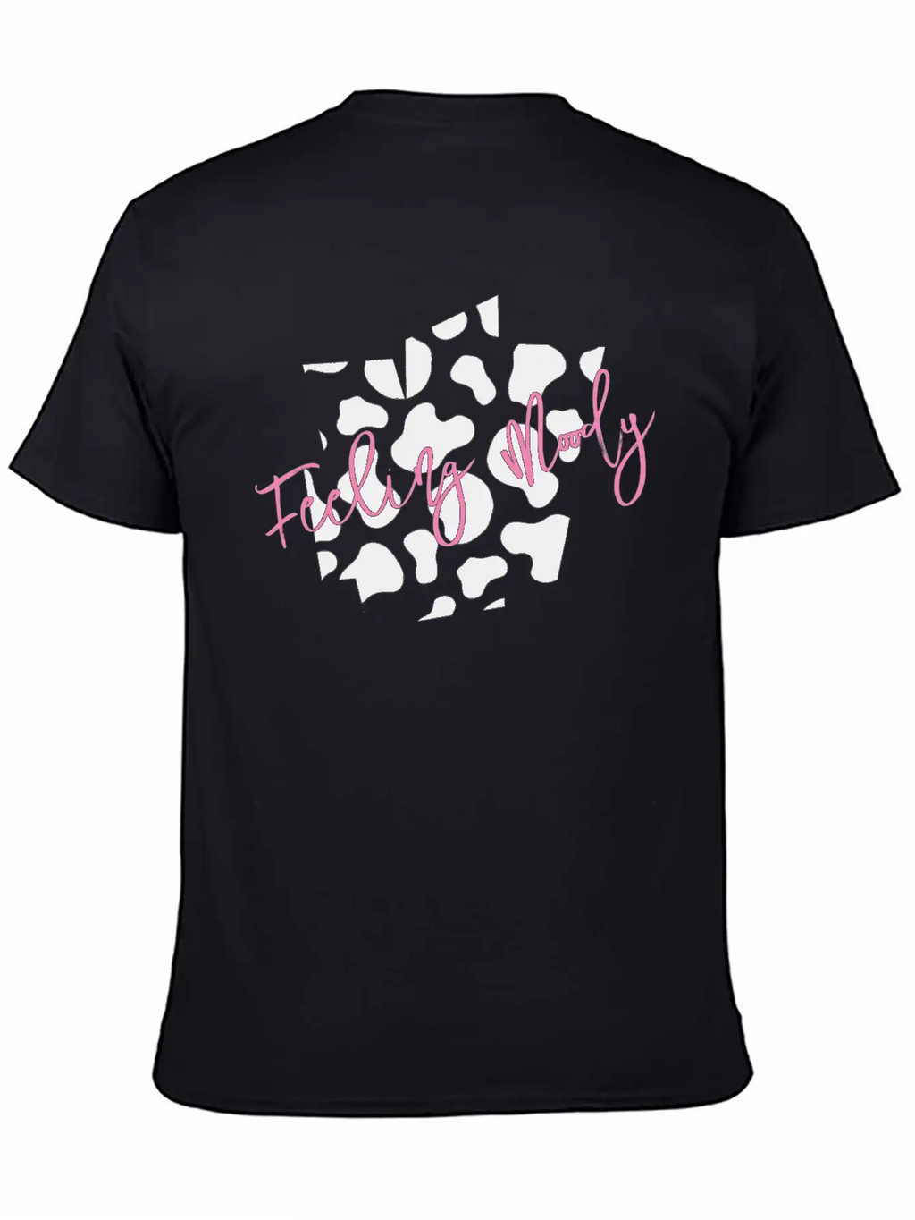 Feeling Moody - Cow Print Timeless Short Sleeve Tee – Comfy And Minimalist Design