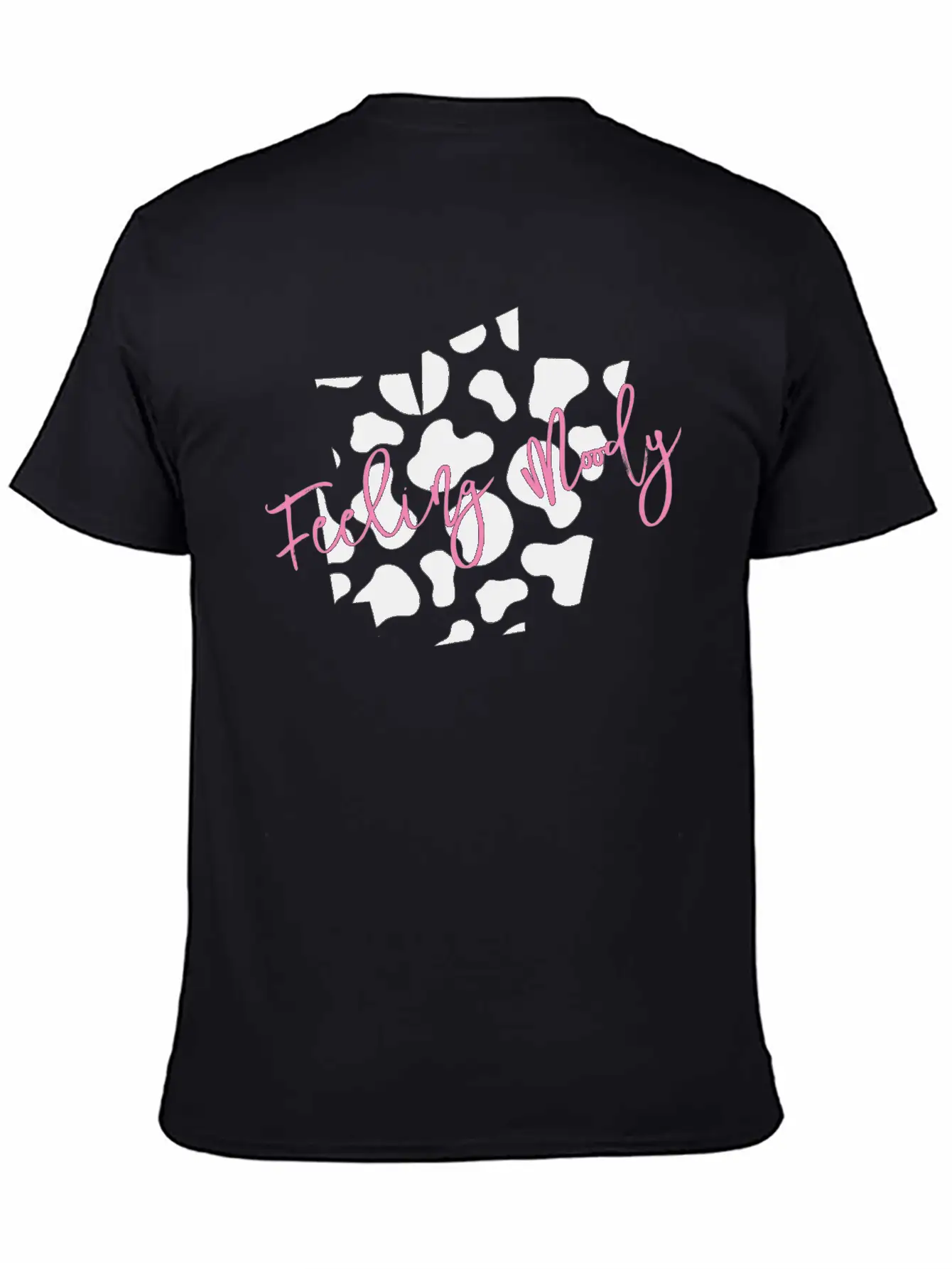 Feeling Moody - Cow Print Timeless Short Sleeve Tee – Comfy And Minimalist Design
