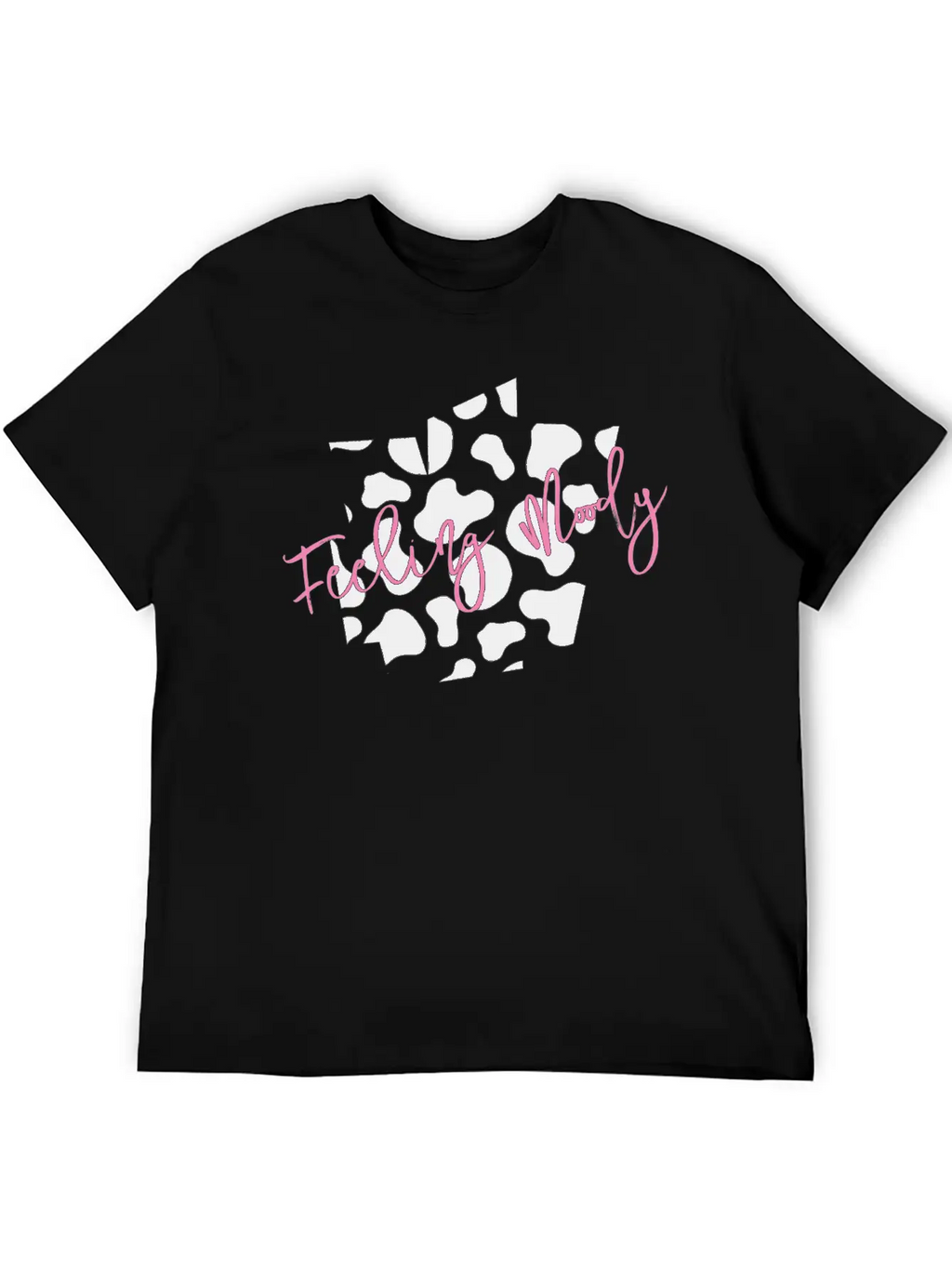 Feeling Moody - Cow Print Timeless Short Sleeve Tee – Comfy And Minimalist Design