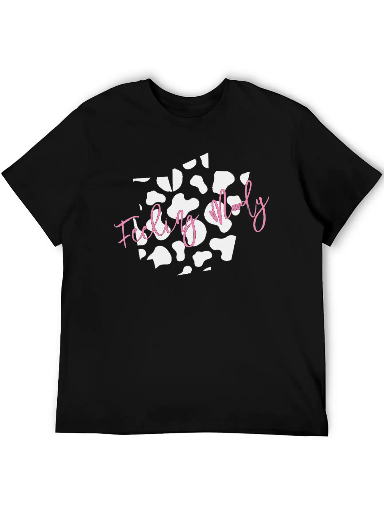 Feeling Moody - Cow Print Timeless Short Sleeve Tee – Comfy And Minimalist Design
