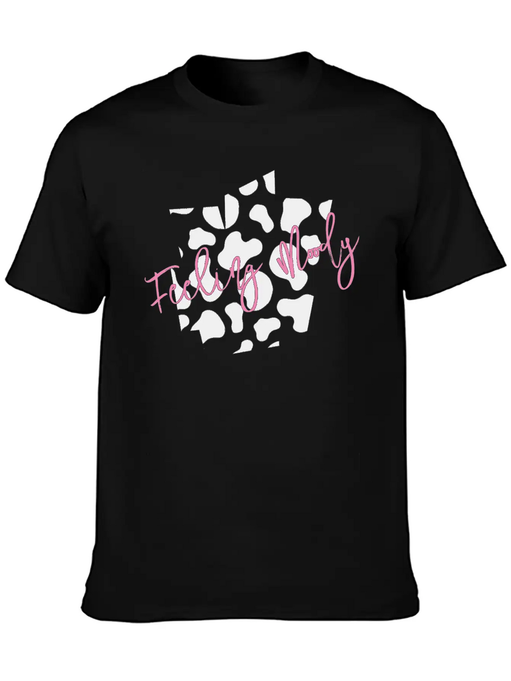 Feeling Moody - Cow Print Timeless Short Sleeve Tee – Comfy And Minimalist Design