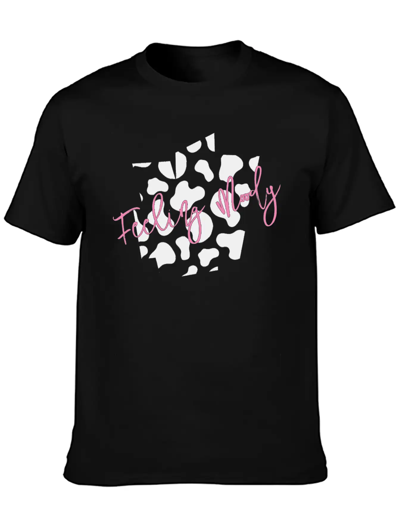 Feeling Moody - Cow Print Timeless Short Sleeve Tee – Comfy And Minimalist Design
