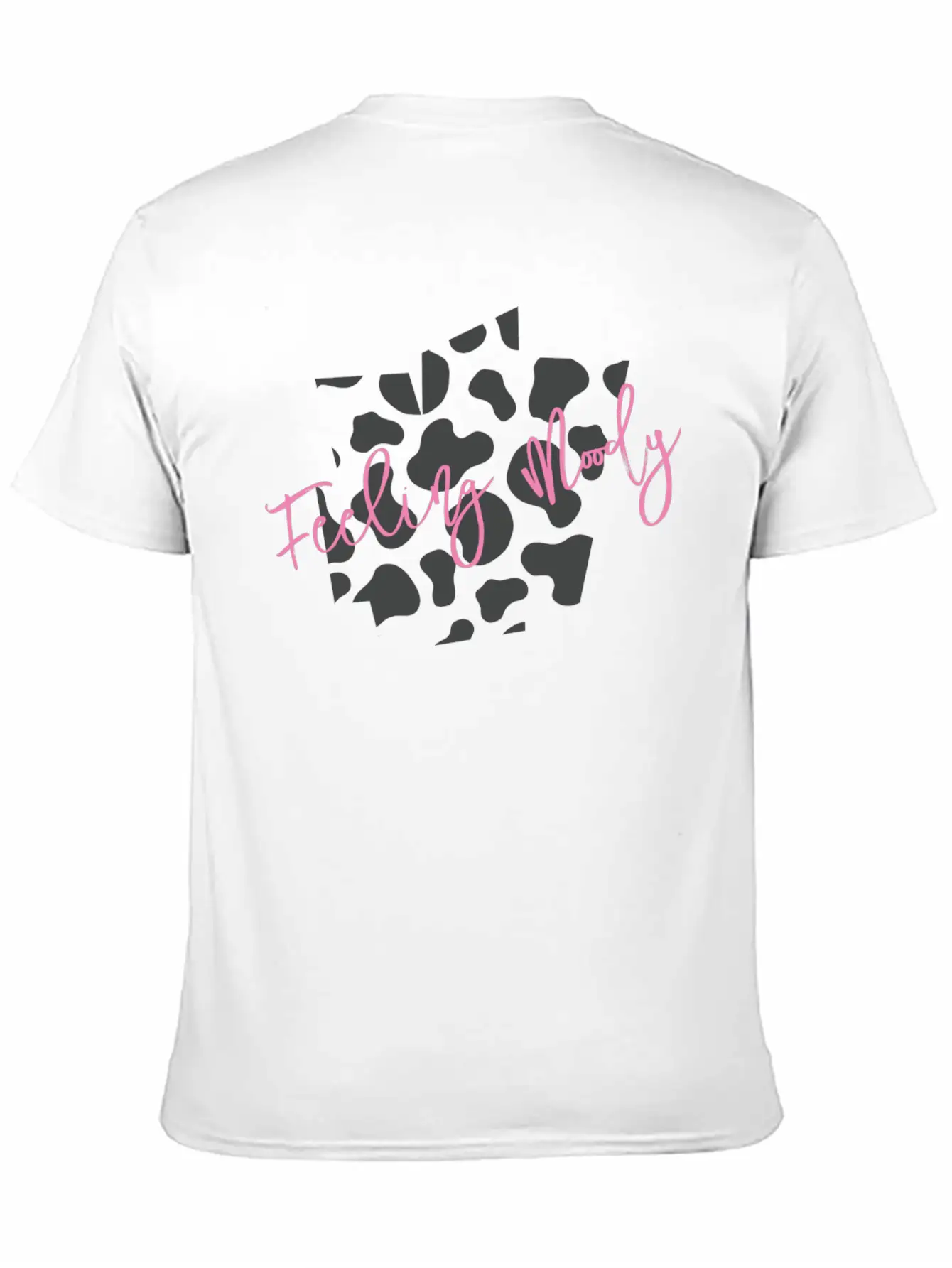 Feeling Moody - Cow Print Timeless Short Sleeve Tee – Comfy And Minimalist Design