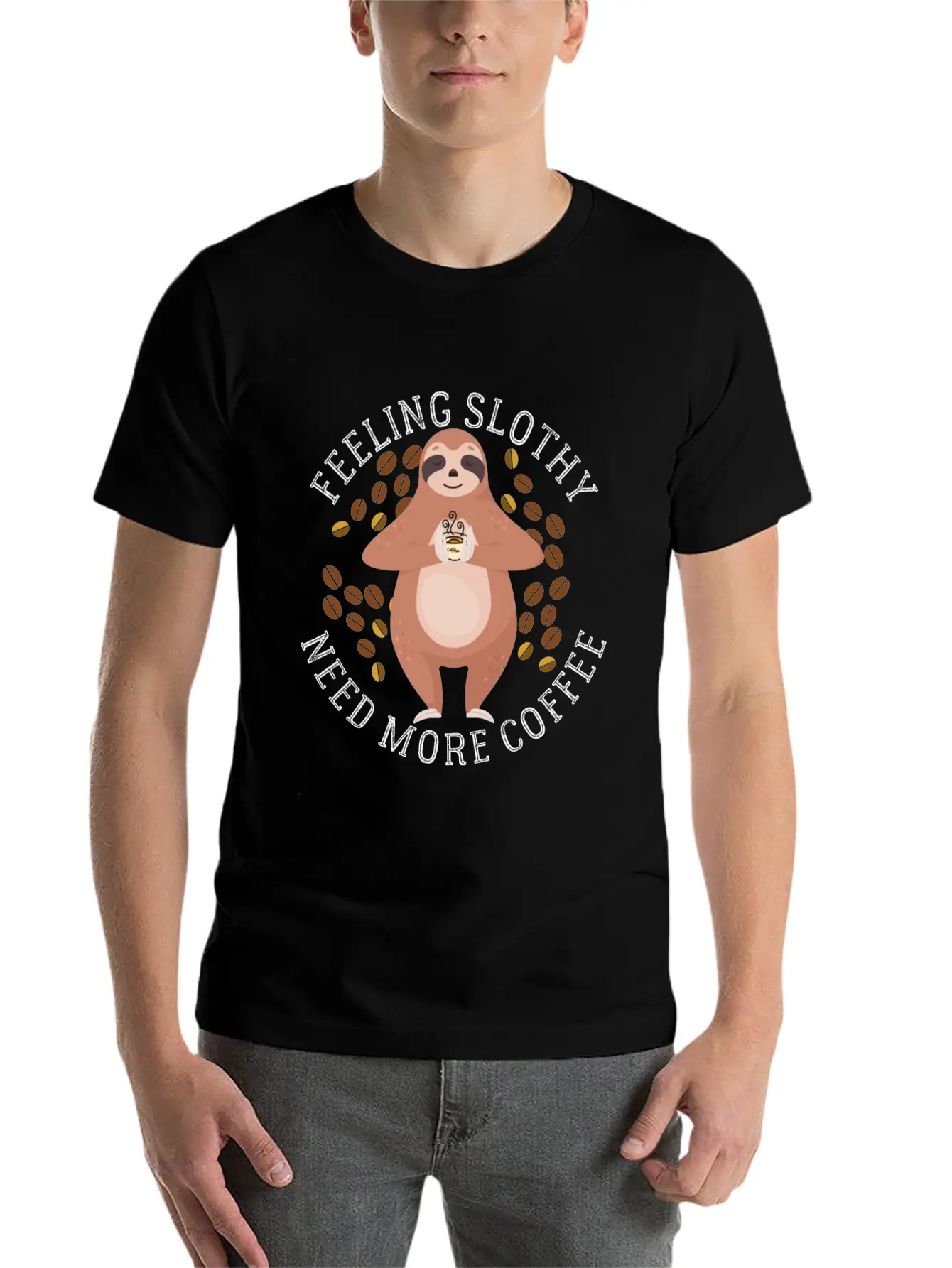 Feeling Slothy Need More Coffee Essential Cotton Tee For Daily Outfits – Unisex Style
