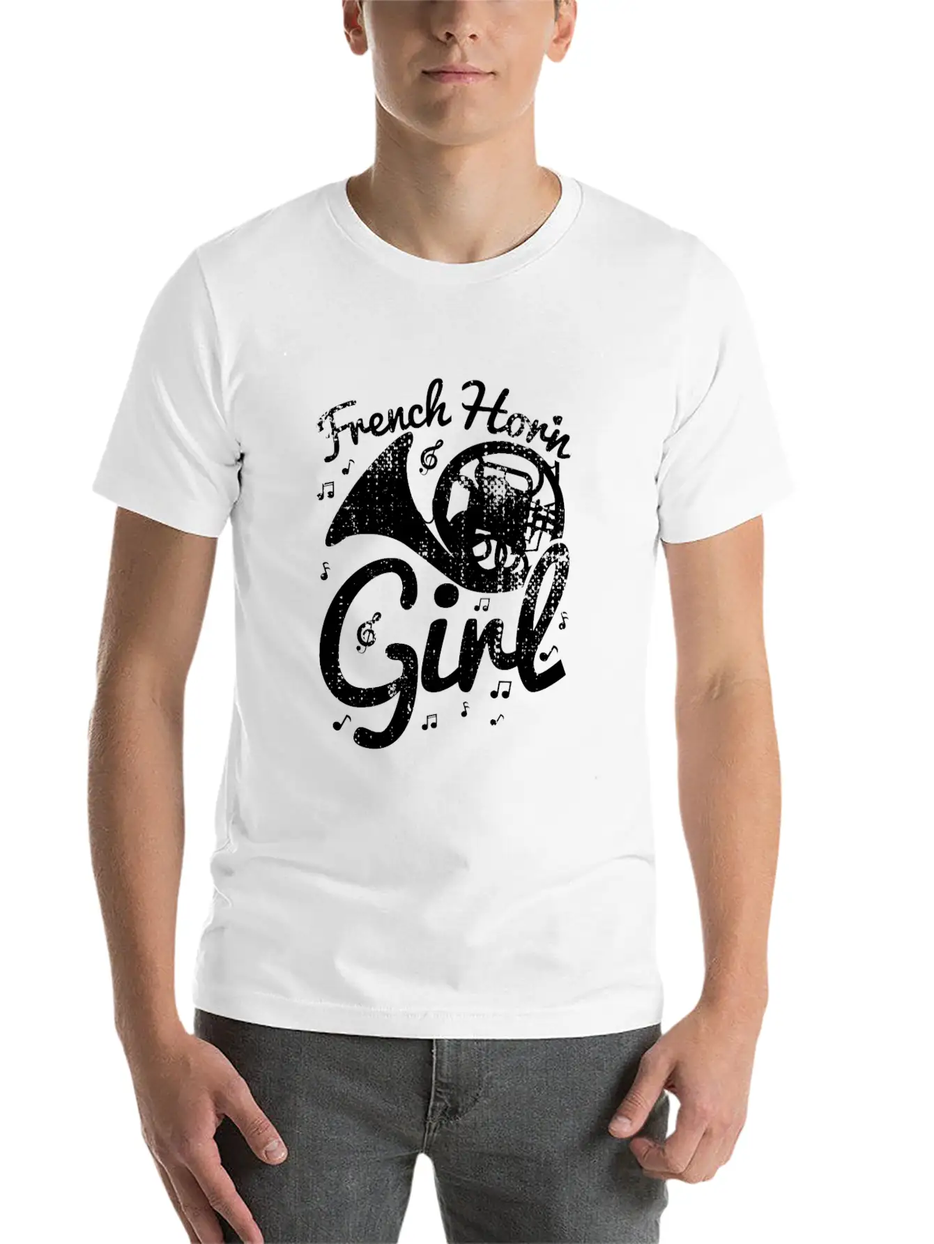 Female French Hornist Basic Graphic T-Shirt – Daily Comfort In Soft Cotton
