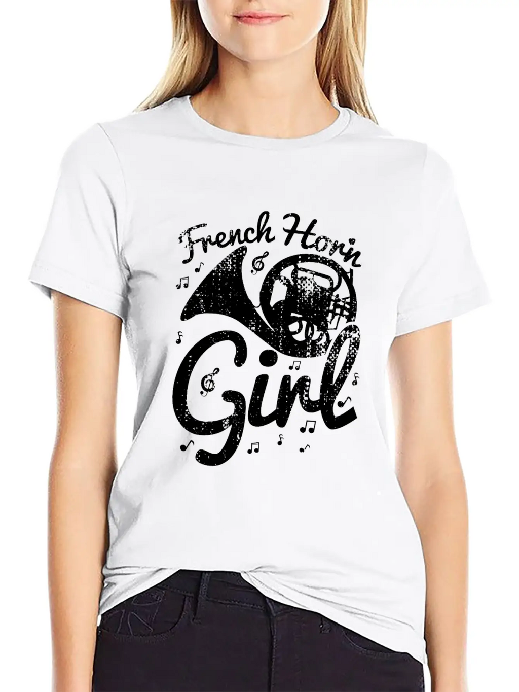 Female French Hornist Basic Graphic T-Shirt – Daily Comfort In Soft Cotton
