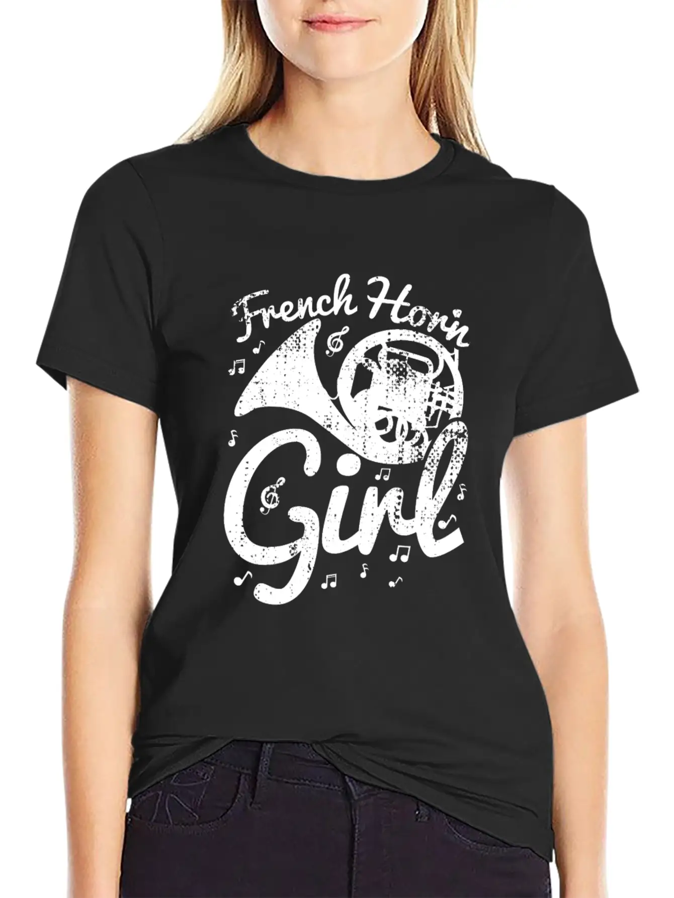 Female French Hornist Basic Graphic T-Shirt – Daily Comfort In Soft Cotton