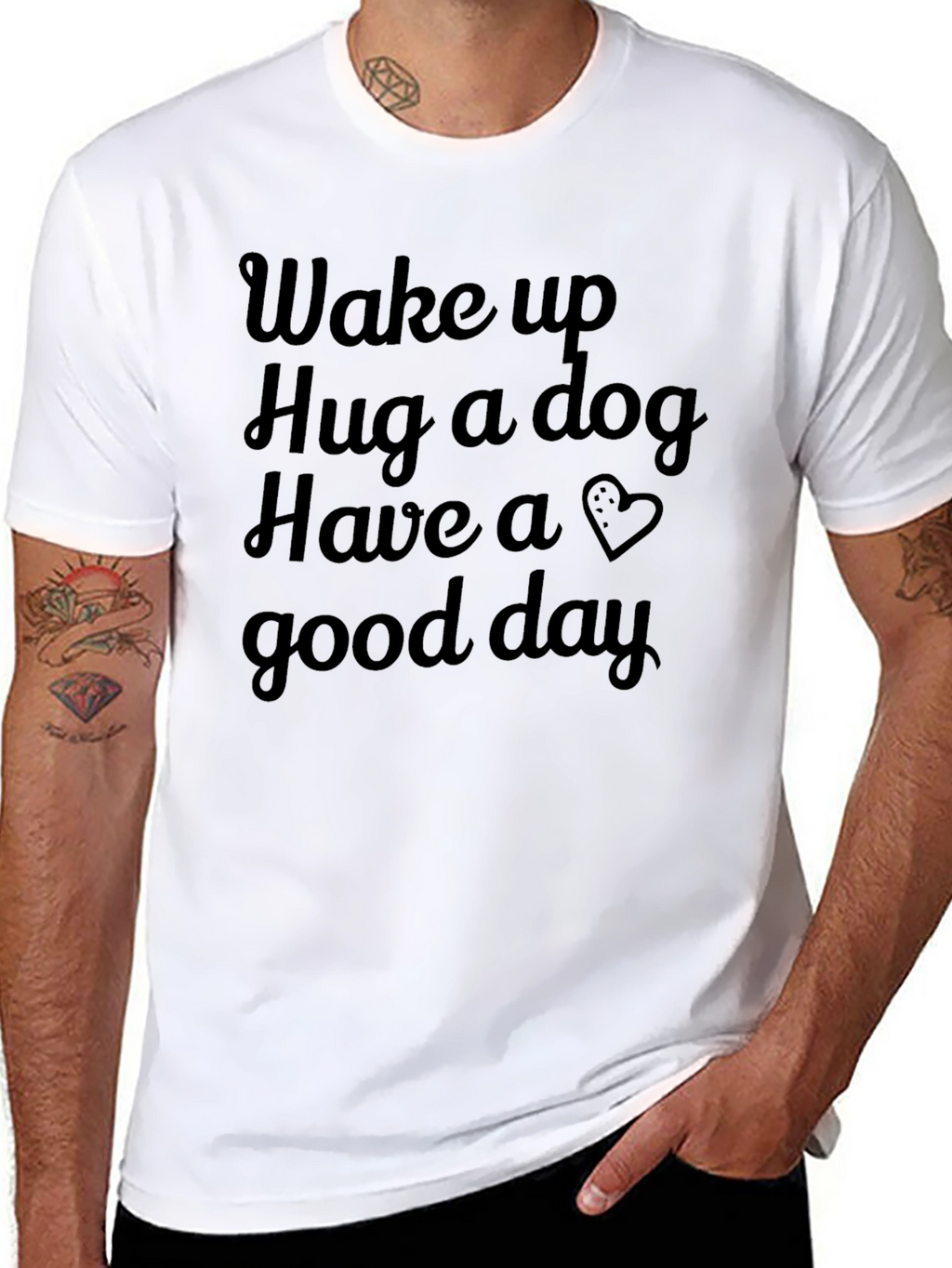 Wake Up Hug a Dog Graphic T-Shirt