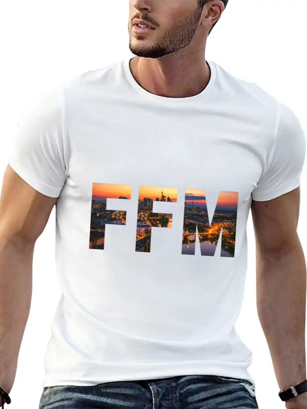 FFM City Skyline Panorama Sunset Classic Cotton Tee – Unisex Comfort For Any Season