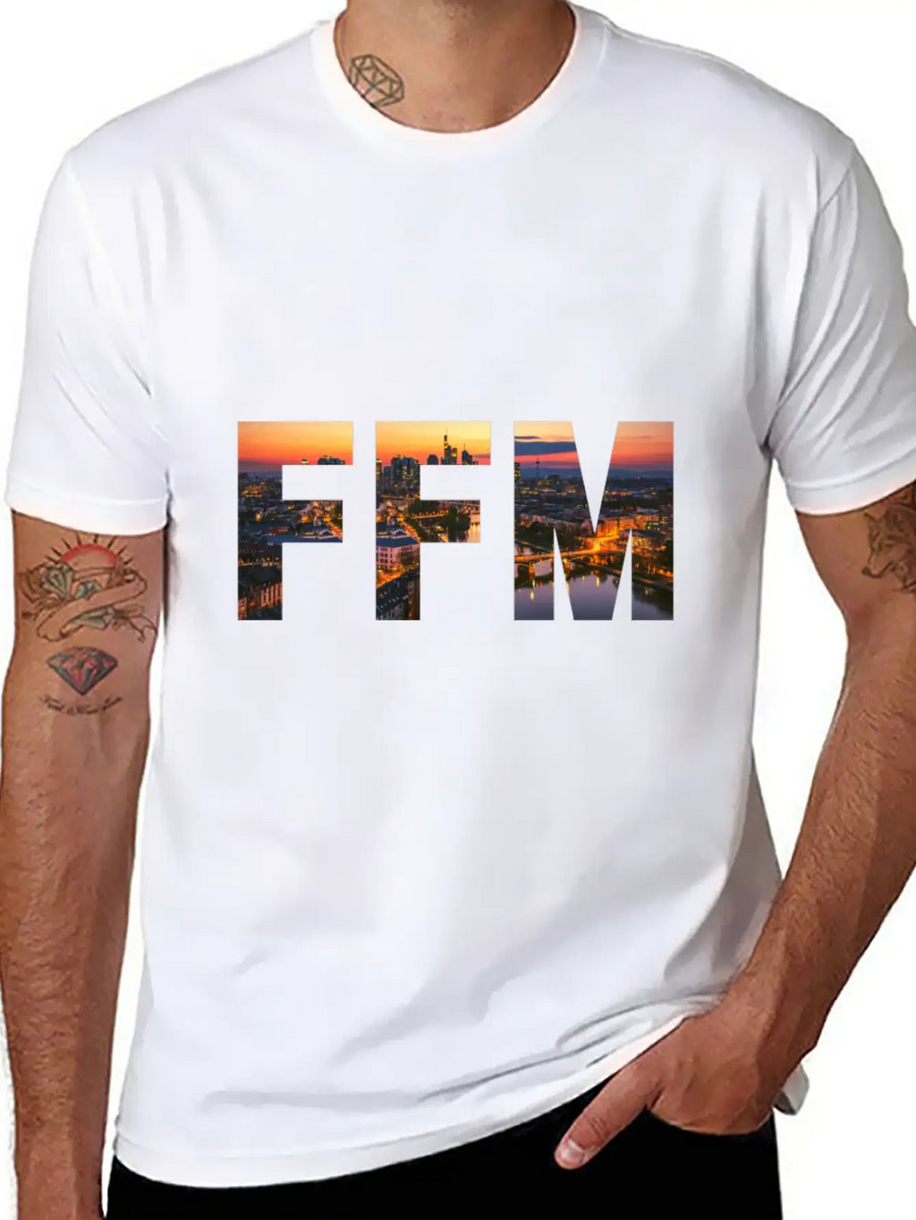 FFM City Skyline Panorama Sunset Classic Cotton Tee – Unisex Comfort For Any Season