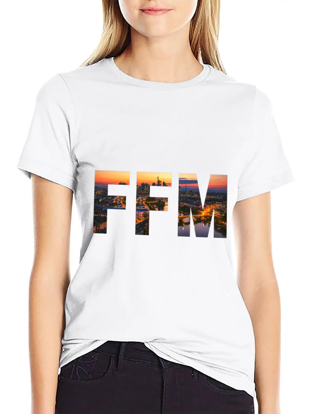 FFM City Skyline Panorama Sunset Classic Cotton Tee – Unisex Comfort For Any Season