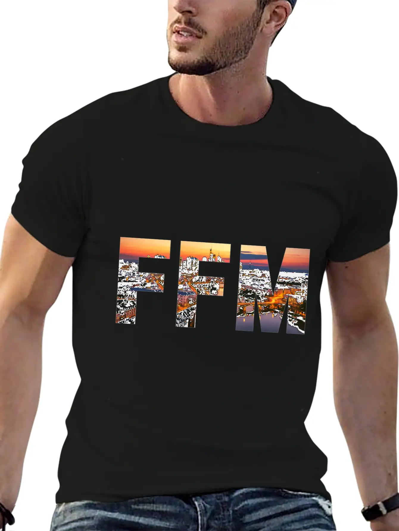 FFM City Skyline Panorama Sunset Classic Cotton Tee – Unisex Comfort For Any Season