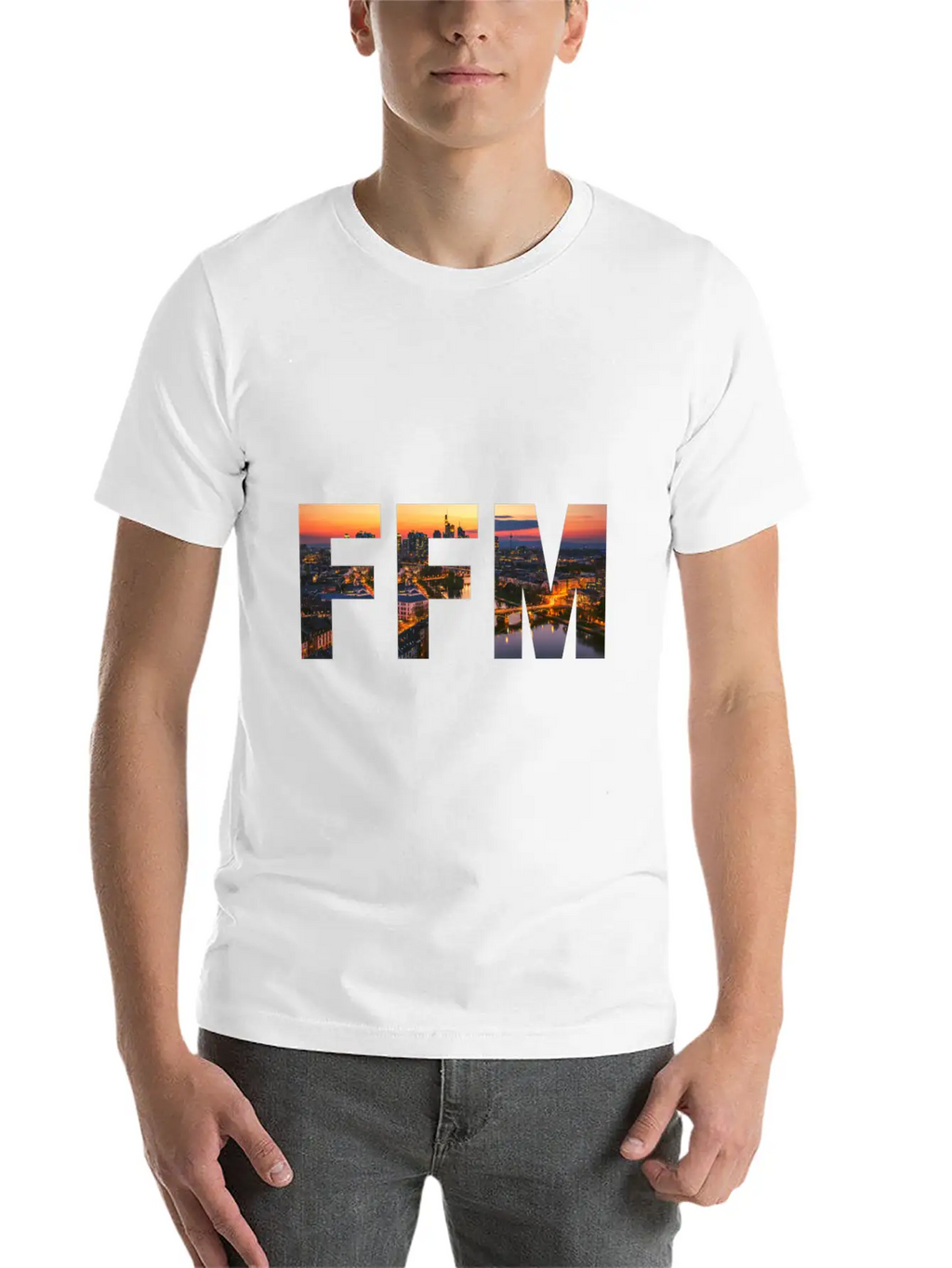 FFM City Skyline Panorama Sunset Classic Cotton Tee – Unisex Comfort For Any Season