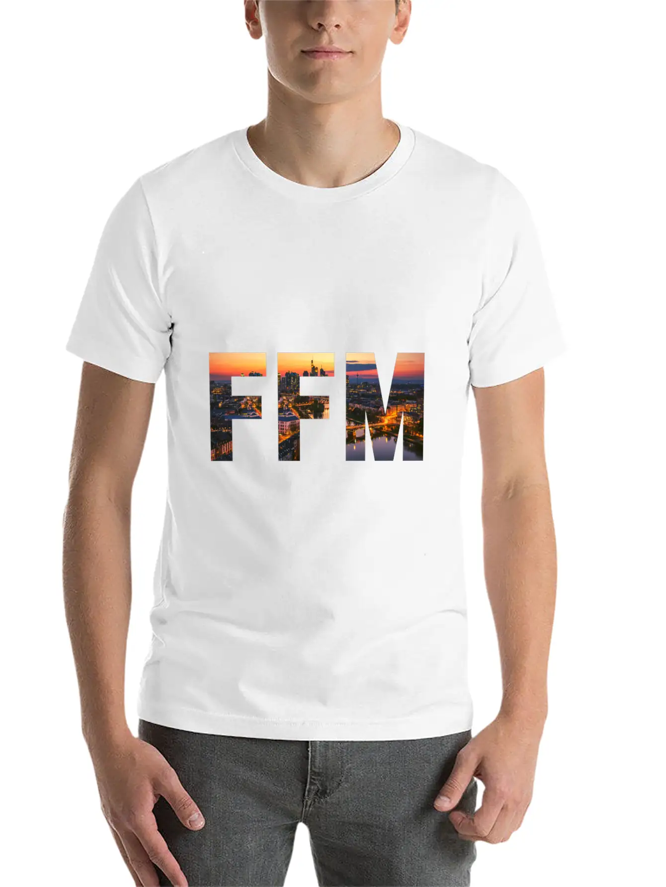 FFM City Skyline Panorama Sunset Classic Cotton Tee – Unisex Comfort For Any Season