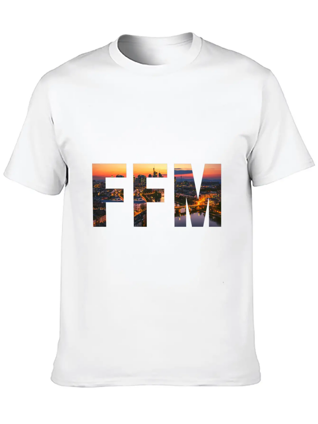 FFM City Skyline Panorama Sunset Classic Cotton Tee – Unisex Comfort For Any Season