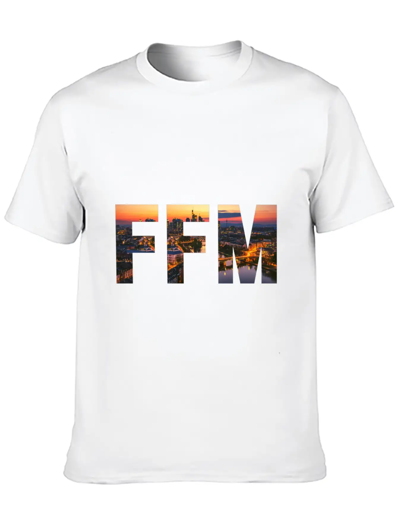 FFM City Skyline Panorama Sunset Classic Cotton Tee – Unisex Comfort For Any Season