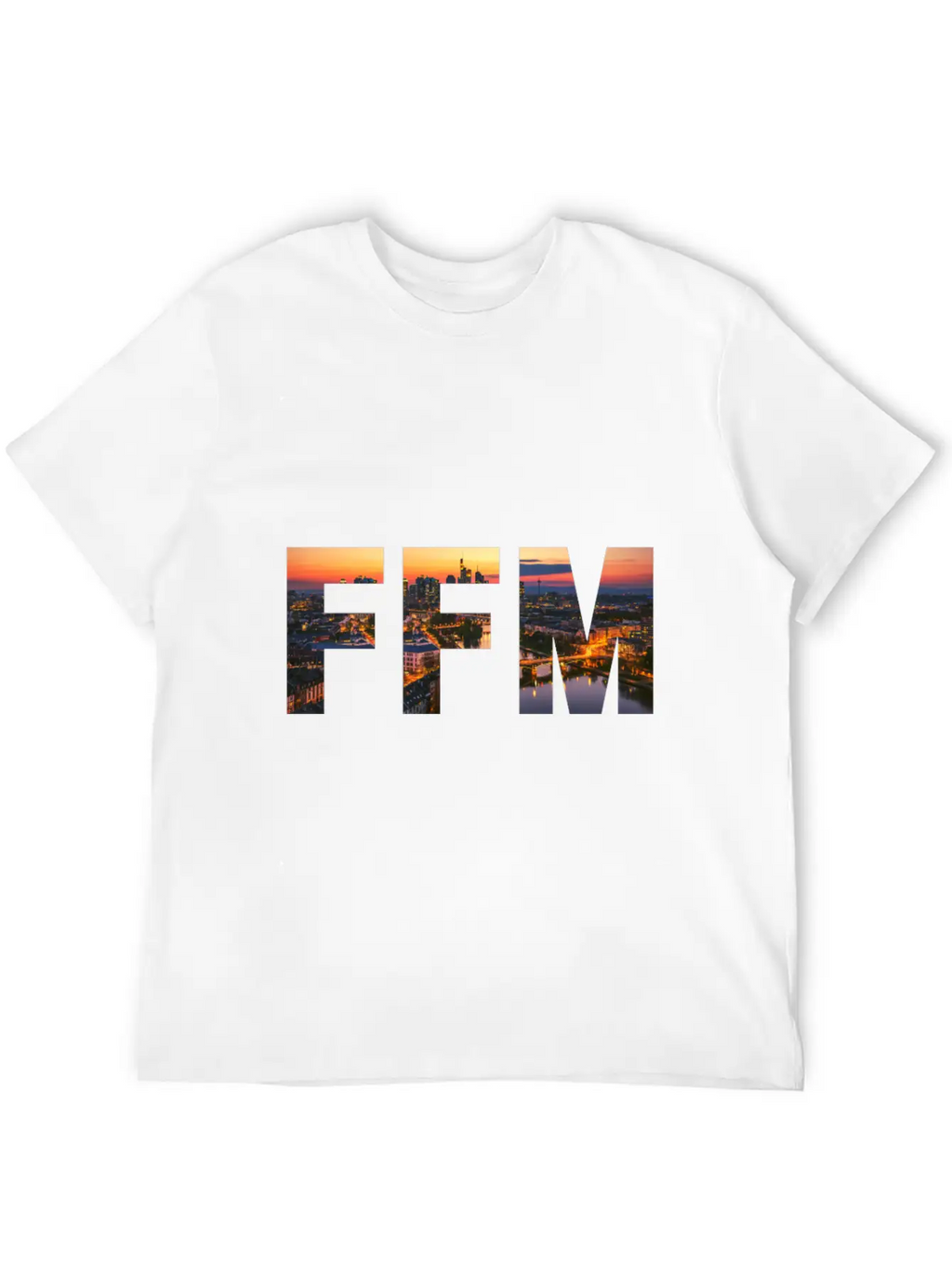 FFM City Skyline Panorama Sunset Classic Cotton Tee – Unisex Comfort For Any Season
