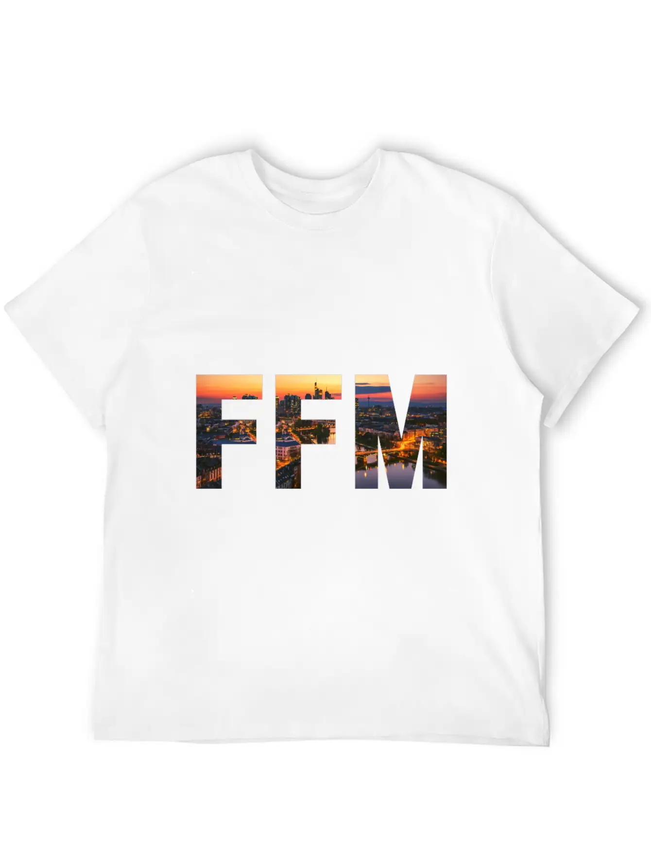 FFM City Skyline Panorama Sunset Classic Cotton Tee – Unisex Comfort For Any Season