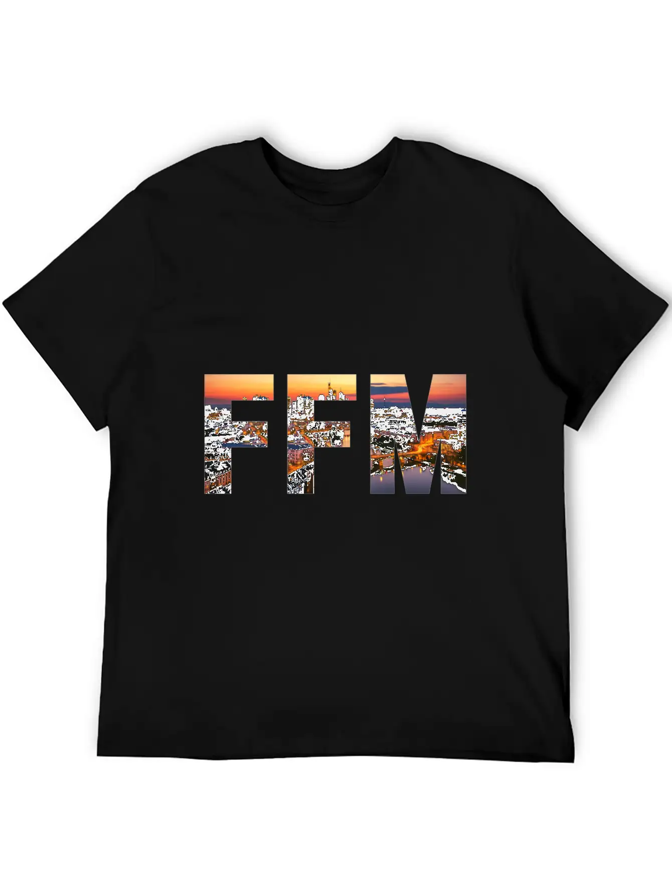 FFM City Skyline Panorama Sunset Classic Cotton Tee – Unisex Comfort For Any Season