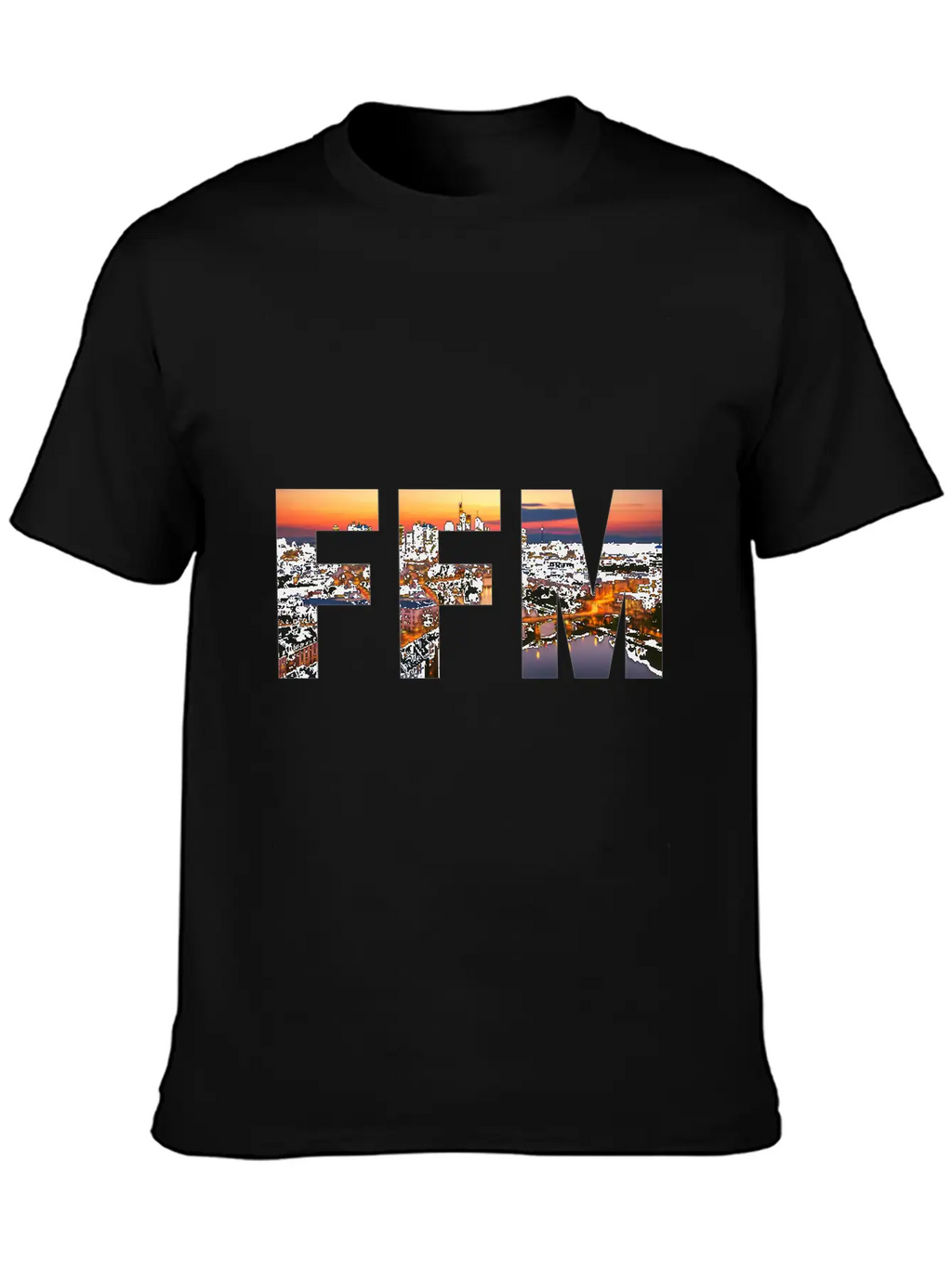 FFM City Skyline Panorama Sunset Classic Cotton Tee – Unisex Comfort For Any Season