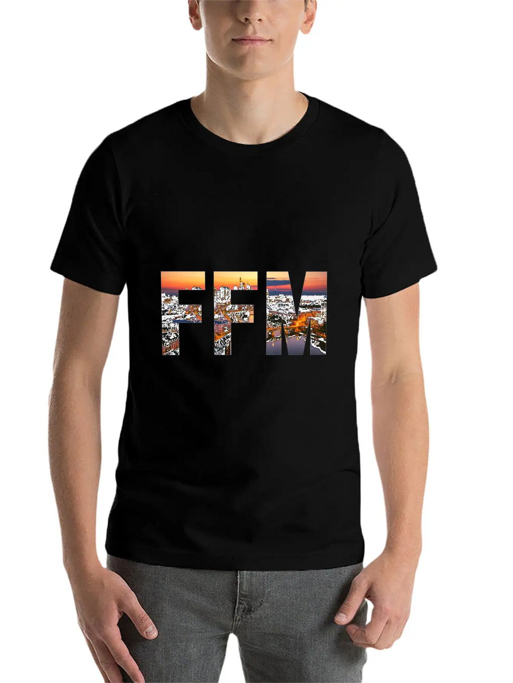 FFM City Skyline Panorama Sunset Classic Cotton Tee – Unisex Comfort For Any Season