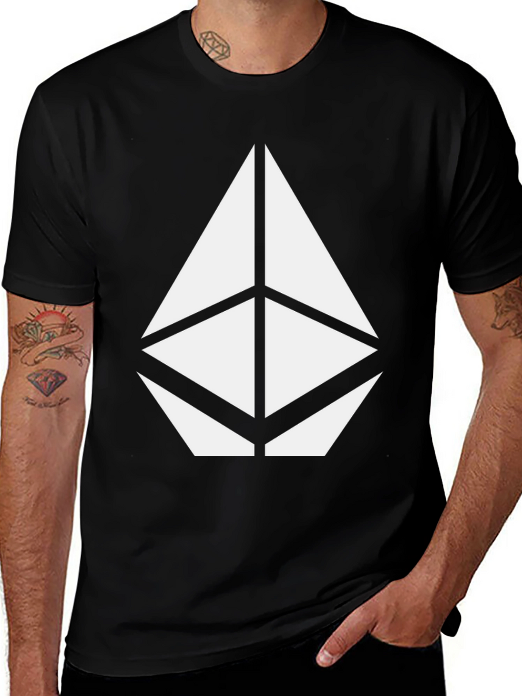 Geometric Tee - Modern Graphic Print Black T-Shirt