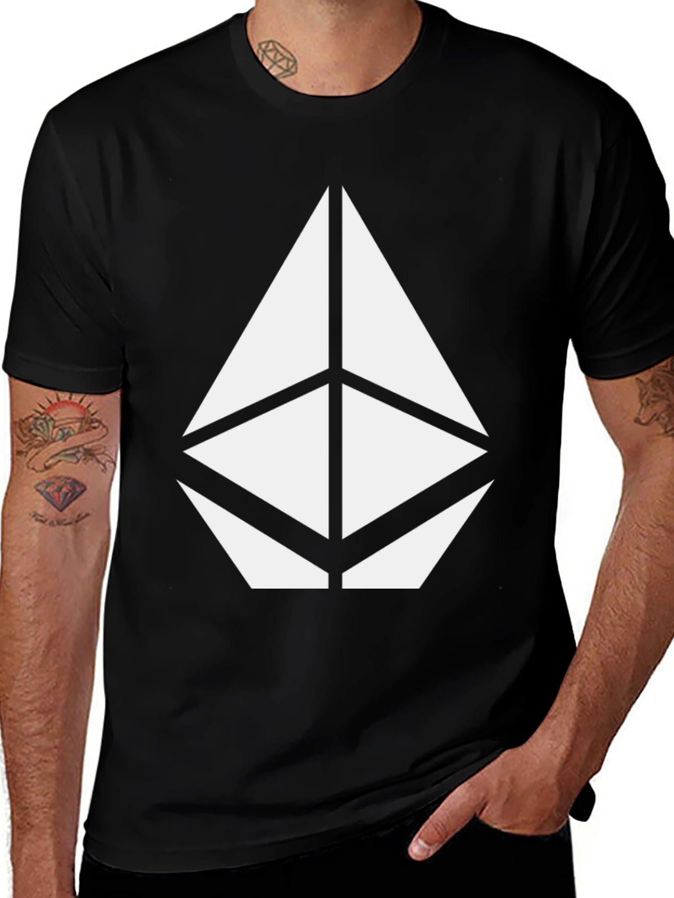 Geometric Tee - Modern Graphic Print Black T-Shirt