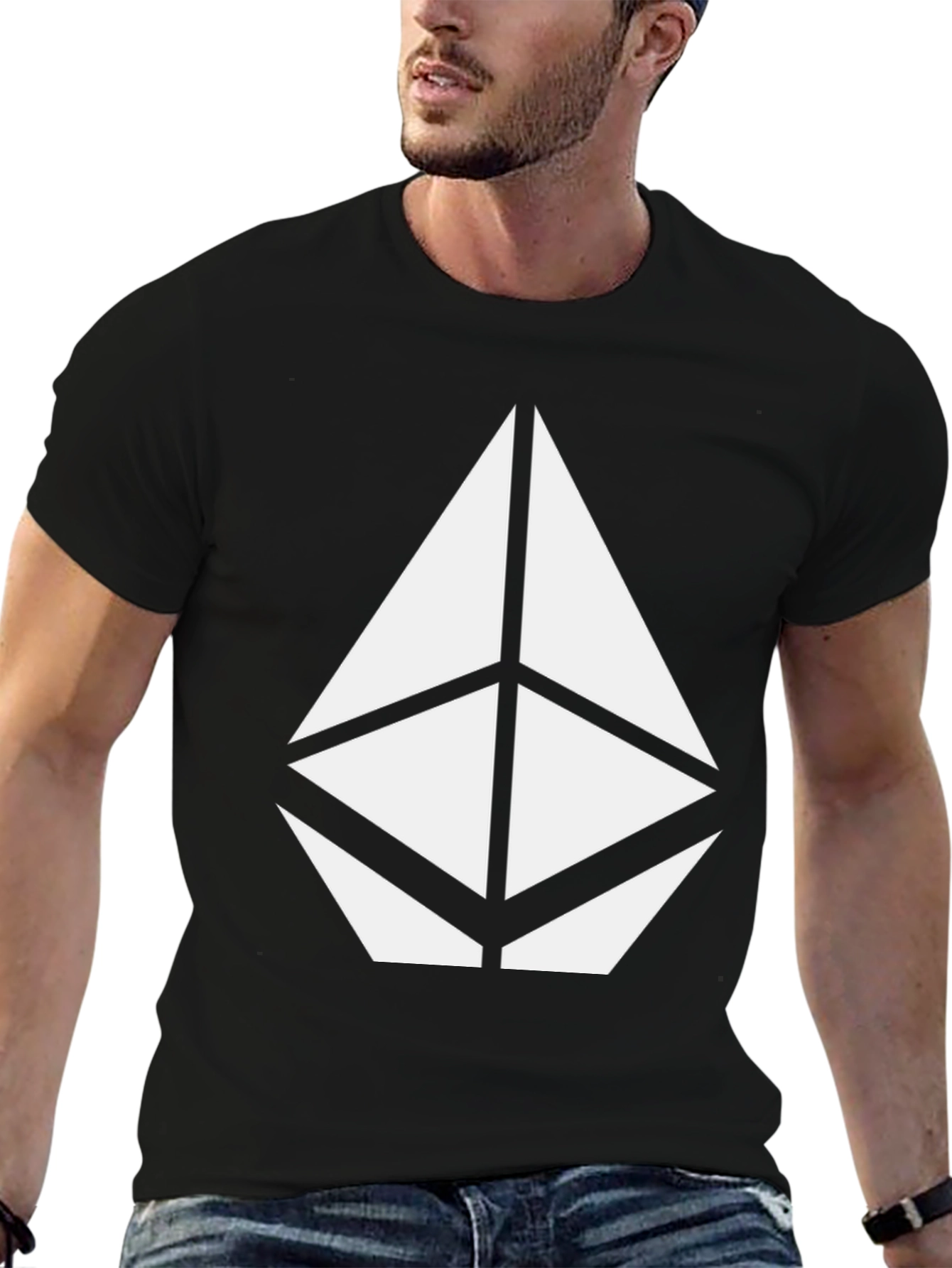 Geometric Tee - Modern Graphic Print Black T-Shirt