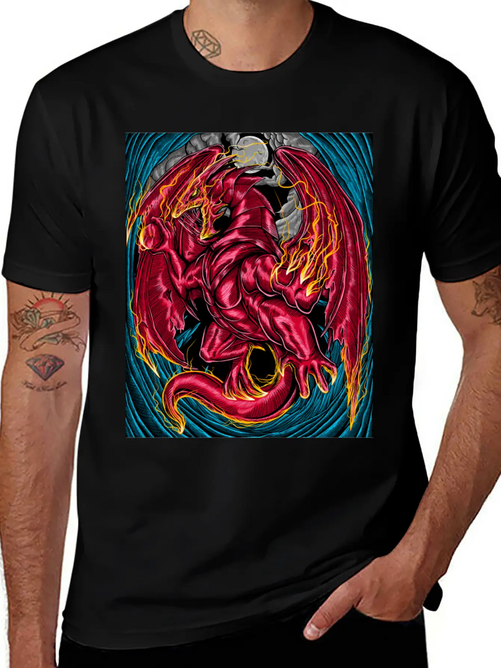 Fiery Red Dragon Breathable Graphic T-Shirt – Perfect For Casual Days