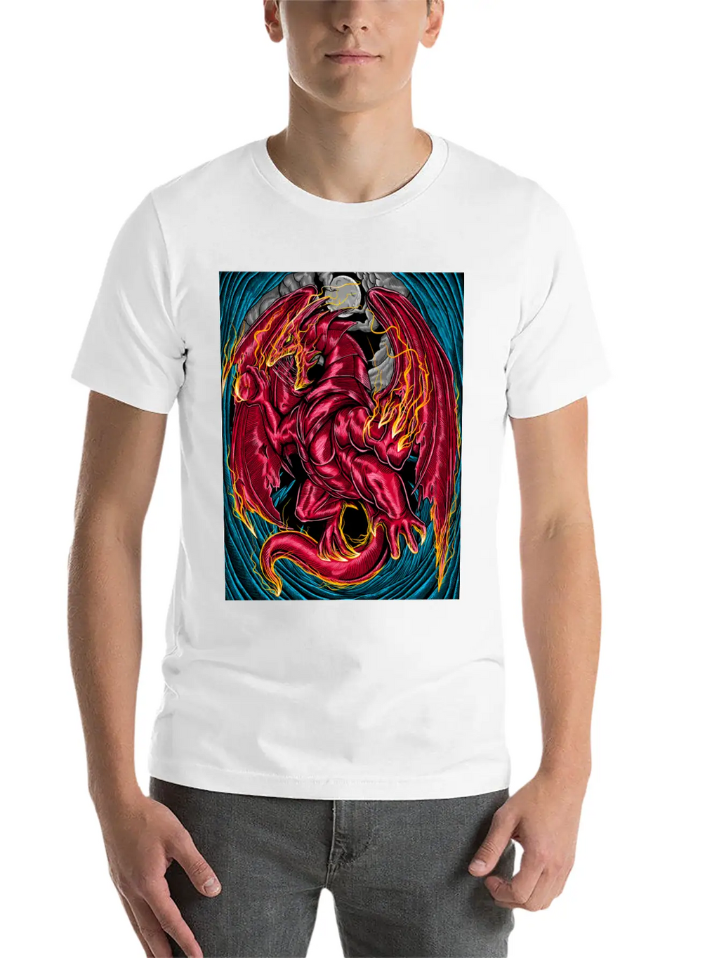 Fiery Red Dragon Breathable Graphic T-Shirt – Perfect For Casual Days