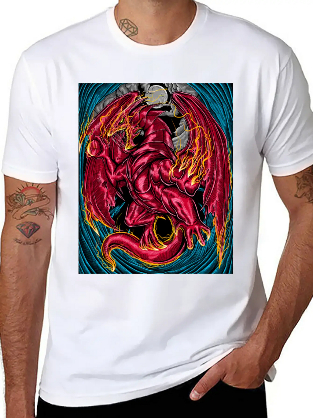 Fiery Red Dragon Breathable Graphic T-Shirt – Perfect For Casual Days